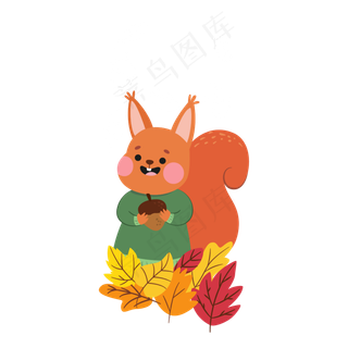 秋季秋天的松鼠矢量素材