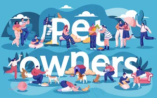 动物和宠物主人在外面玩耍和散步