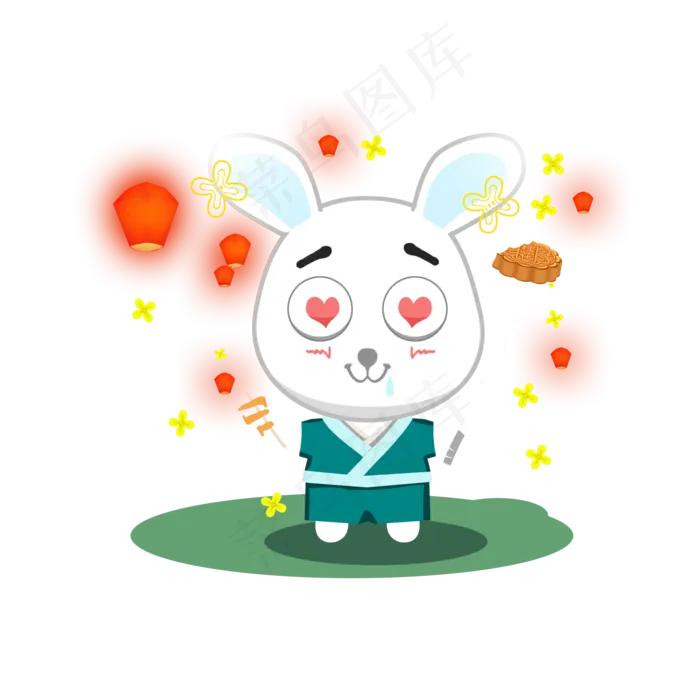 中秋节快乐的兔子节日场景元素(2000X2000(DPI:300))psd模版下载