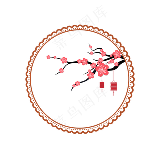 红色古典古风圆圈