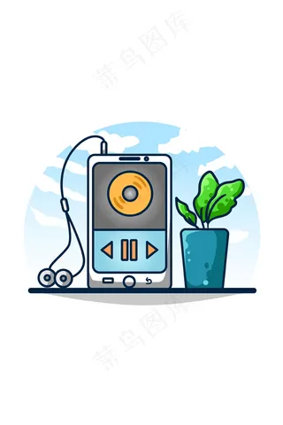 带装饰裤的智能手机音乐播放器