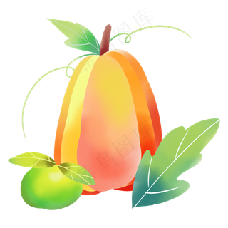 水彩秋季成熟果蔬