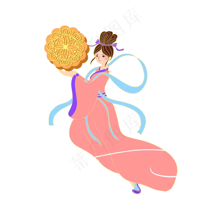 手拿月饼嫦娥(2000X2000(DPI:300))psd模版下载