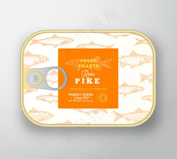 罐头鱼标签模板。