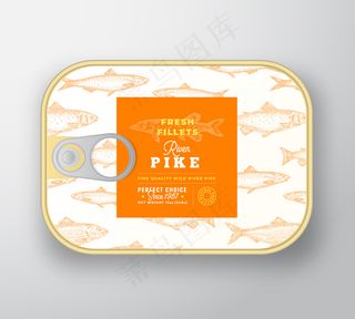 罐头鱼标签模板。