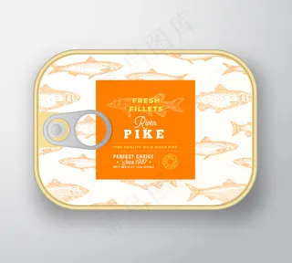 罐头鱼标签模板。