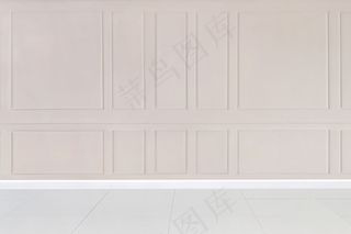 带粉红色图案墙模型样机的空房间