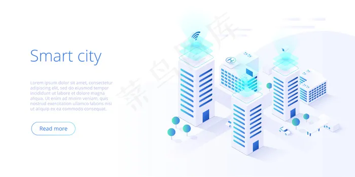 智能城市或智能建筑等轴测概念eps,ai矢量模版下载