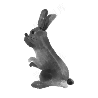 水墨中秋节可爱月兔