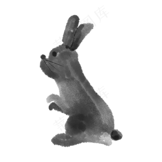 水墨中秋节可爱月兔