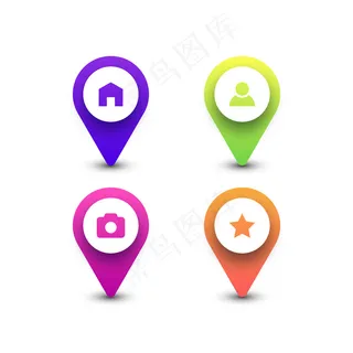 彩色地图别针图标