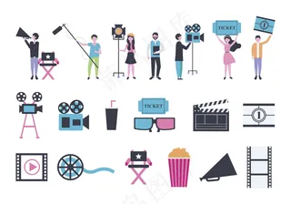 人像和电影院娱乐图标