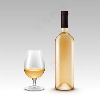 背景上有一套酒瓶和酒杯