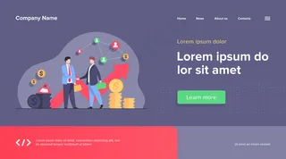 两个商业伙伴握手。卡通商人达成成功协议。伙伴关系、团队合作和谈判理念