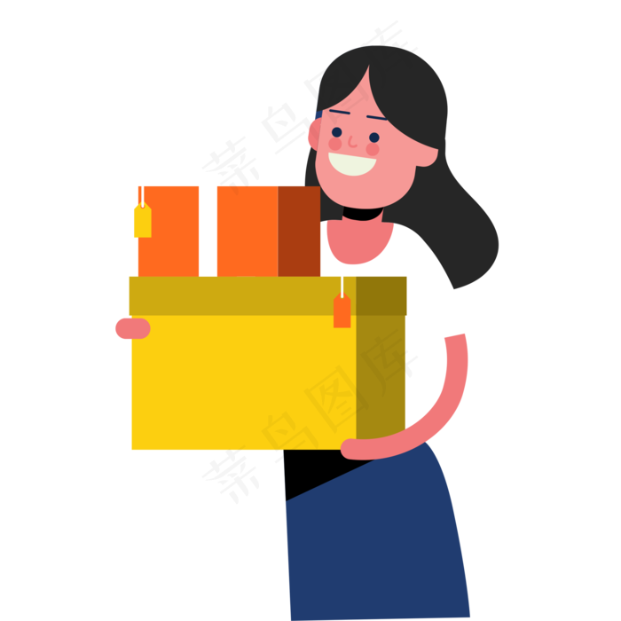商场购物节购物礼物盒人物插画