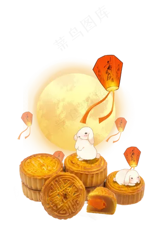 兔子中秋月饼,免抠元素