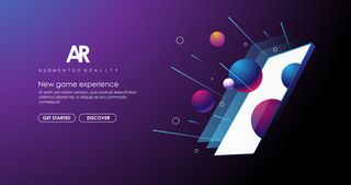 抽象智能手机的Ar布局。网页和打印的现代模板。增强现实概念。用于web和打印的现代模板。增强现实概念。