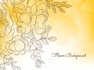手绘风格花卉黄色粉彩装饰背景向量