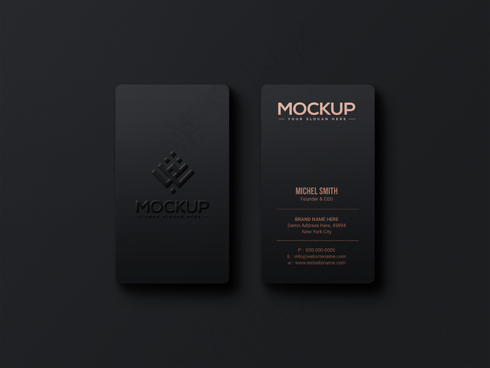 深色名片上的豪华标志模型样机