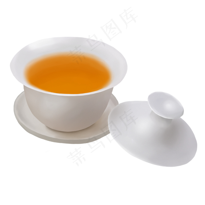 白色茶杯+盖
