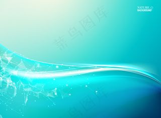 带有多边形网络元素和天光的蓝色背景。