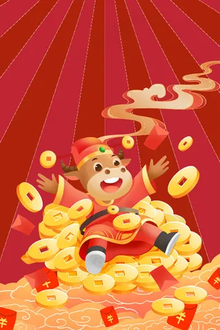 财神到财神红色中国风