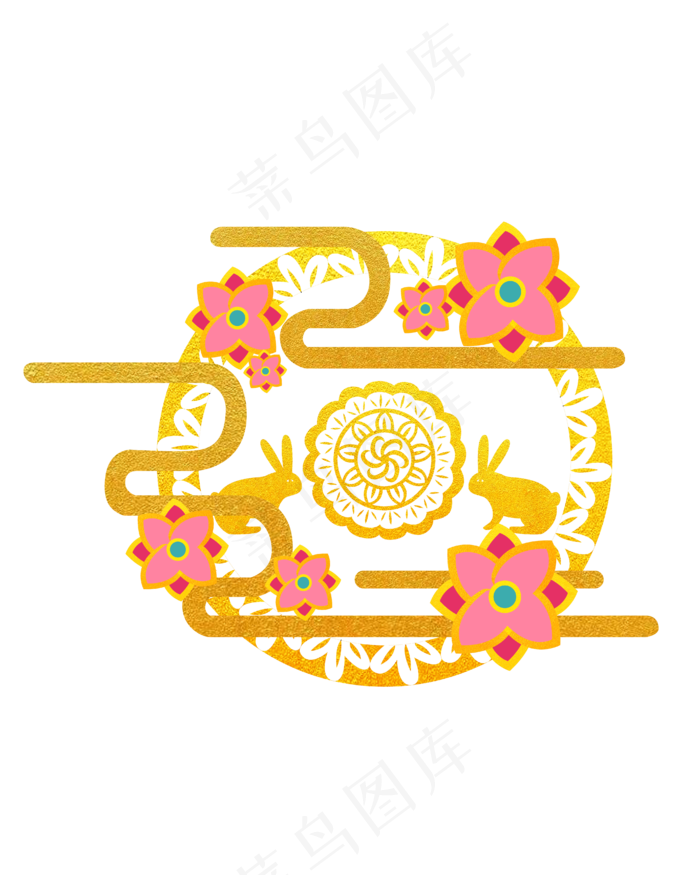 黄色装饰中秋花纹(2000X2000(DPI:300))ai矢量模版下载