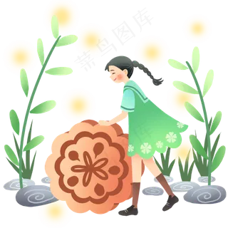 中秋节玩月饼女孩
