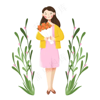 教师节手捧鲜花的女老师