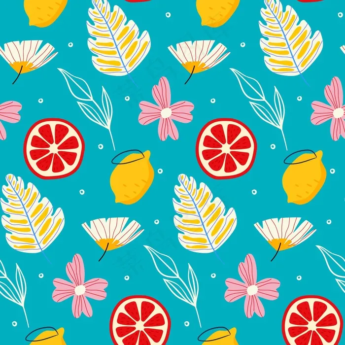 夏季花柚图案eps,ai矢量模版下载