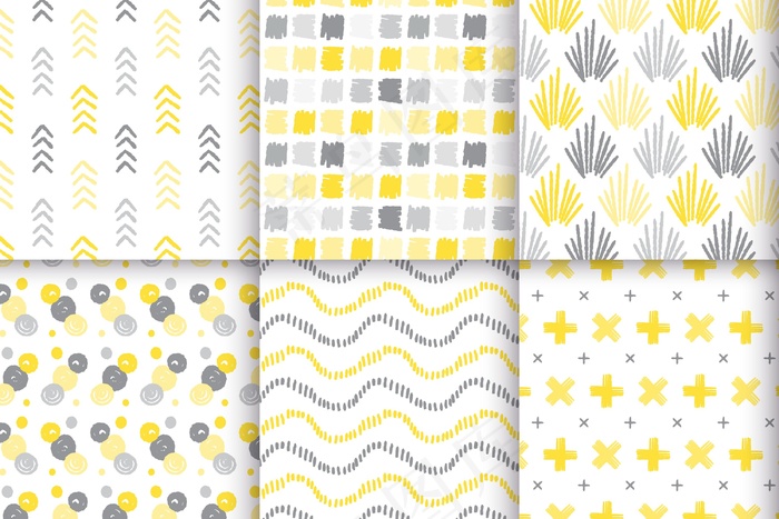 黄灰色手绘图案集主题