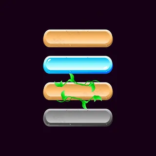 一套圆形游戏ui板按钮图标石头木叶雪纹理gui资产元素