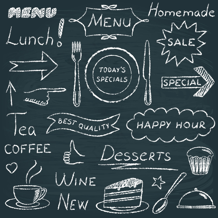黑板菜单设计元素集