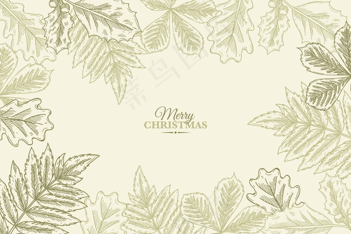 复古圣诞树枝背景