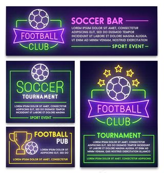 足球俱乐部海报、宣传单,DM传单和横幅banner模板