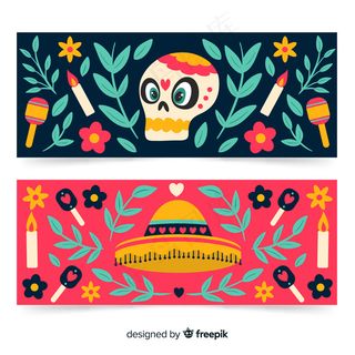 迪娅·德穆尔托斯活动的罩袍和头骨横幅banner