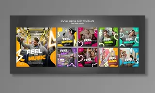 感受音乐概念社交媒体帖子模板