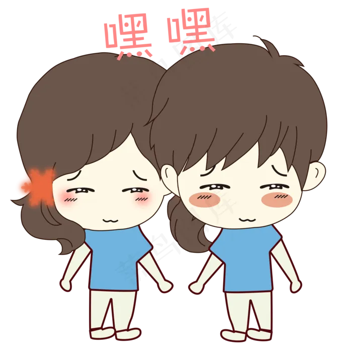 卡通手绘七夕节情侣嘿嘿表情包(2000X2000(DPI:300))psd模版下载