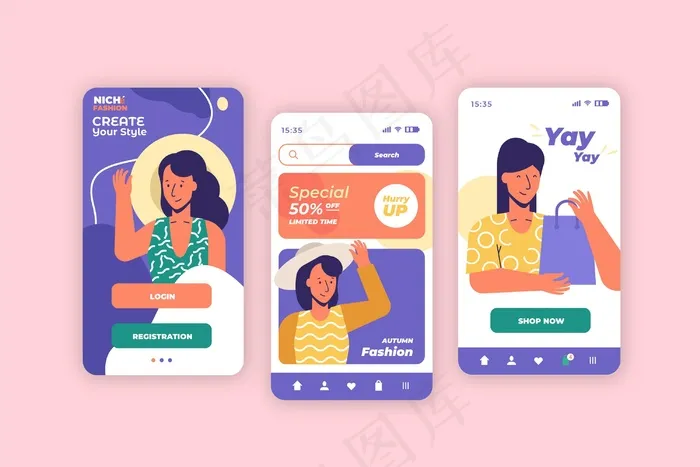 时尚购物应用eps,ai矢量模版下载