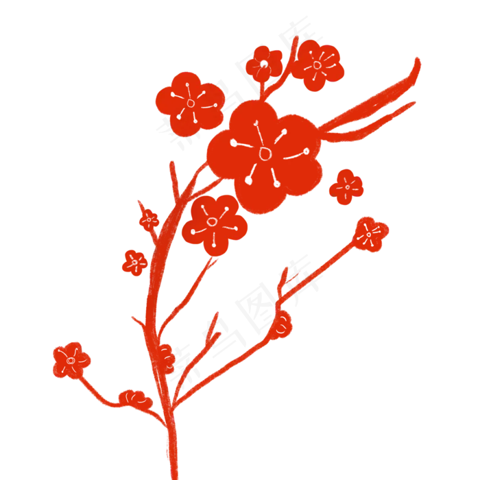 剪纸梅花手绘装饰素材(2000X2000(DPI:132))psd模版下载