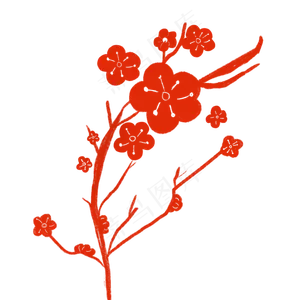 剪纸梅花手绘装饰素材