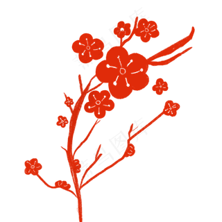 剪纸梅花手绘装饰素材