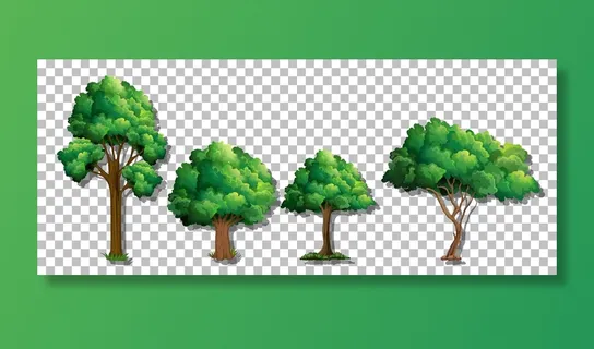 在透明背景上设置各种树木 在透明背景上设置各种树木
