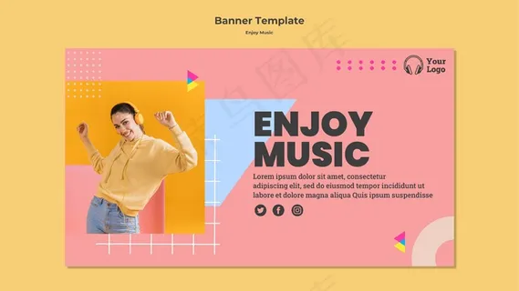 欣赏音乐横幅banner模板