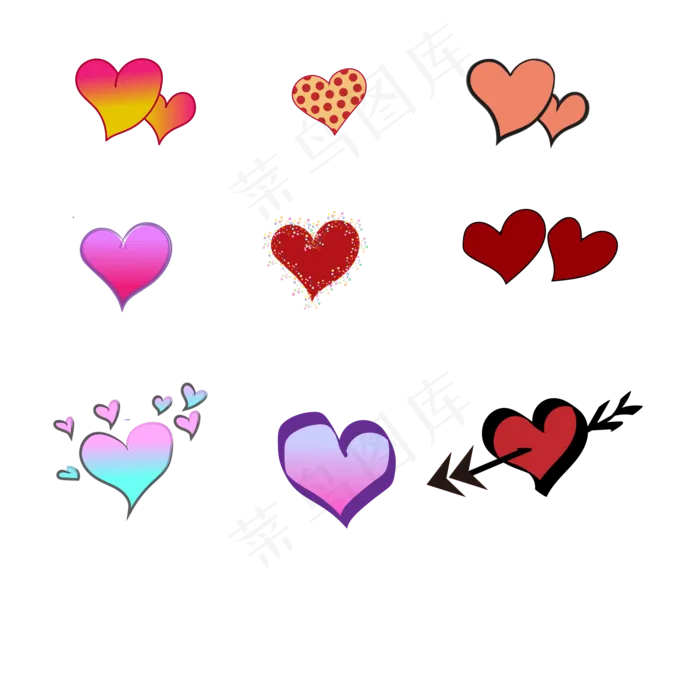 七夕节波普爱心元素PNG素材(3000X3000(DPI:300))ai矢量模版下载