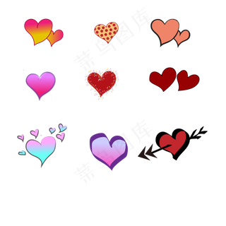 七夕节波普爱心元素PNG素材