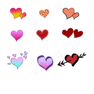 七夕节波普爱心元素PNG素材