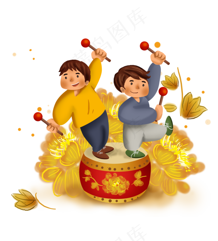 双人打鼓庆祝国庆节(4490X4961(DPI:300))psd模版下载