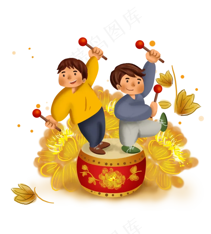 双人打鼓庆祝国庆节