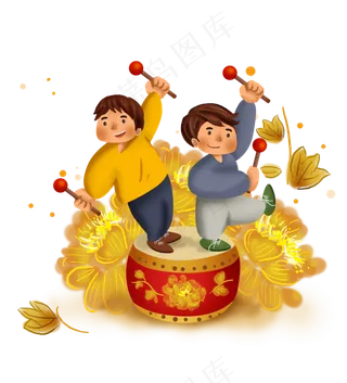 双人打鼓庆祝国庆节